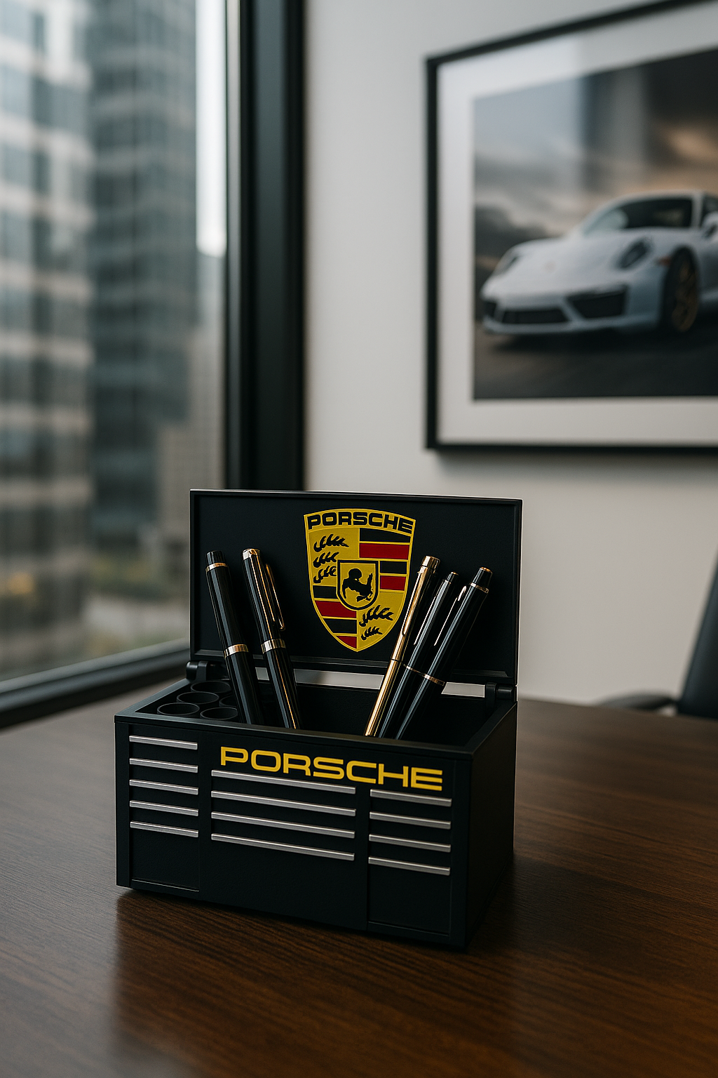 German Performance Desk Organizer | 3D Printed Toolbox Pen Holder | Car Enthusiast Gift