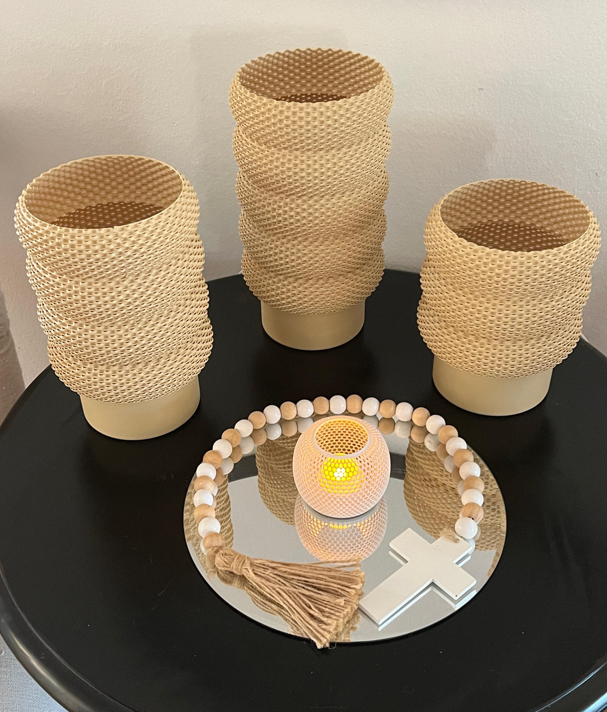 Table Lamp Set — 3-Piece Segmented Mesh | DELFINA by Lunfardo