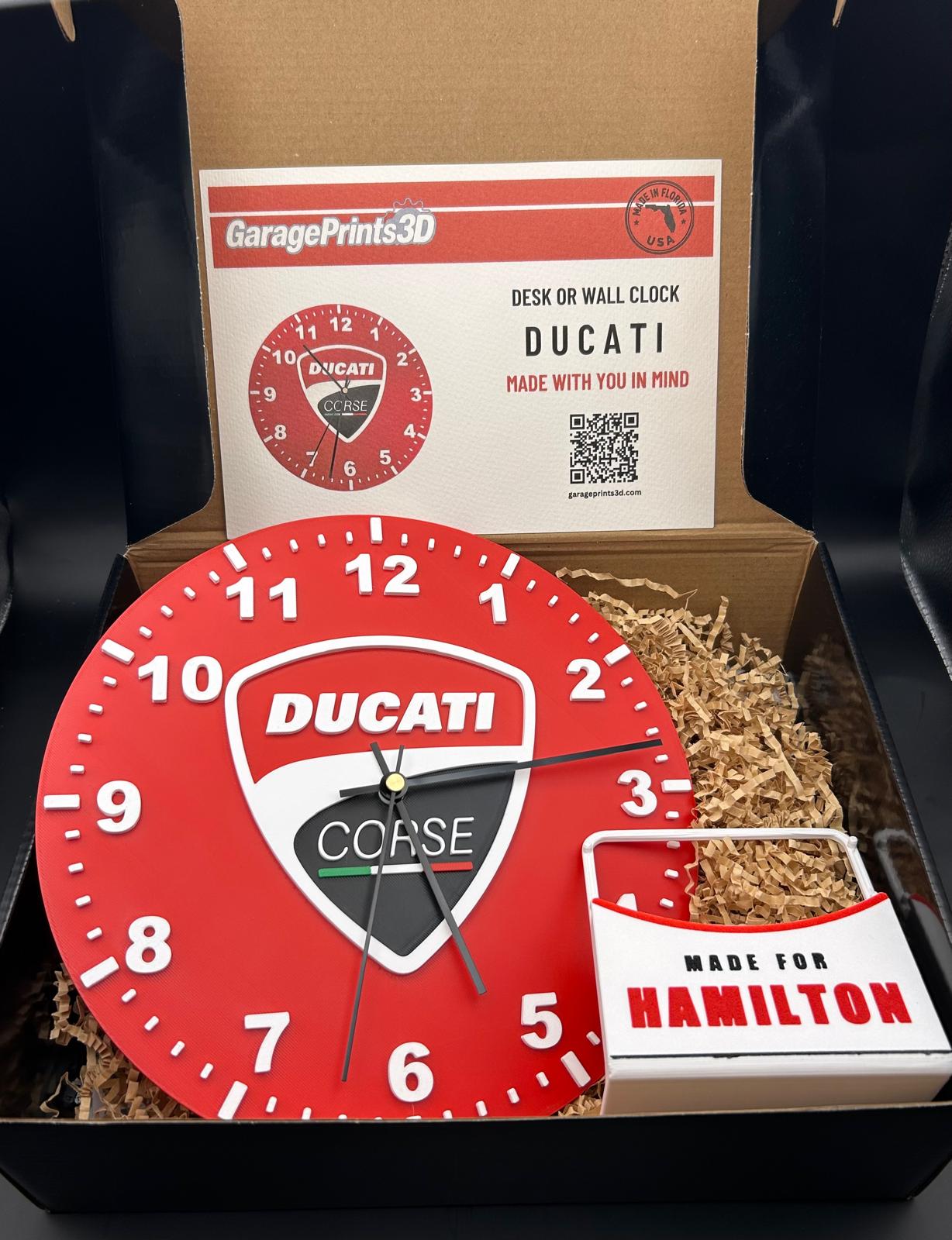 Italian Racing Desk & Wall Clock | Custom Motorcycle Garage Decor | 3D Printed Biker Clock