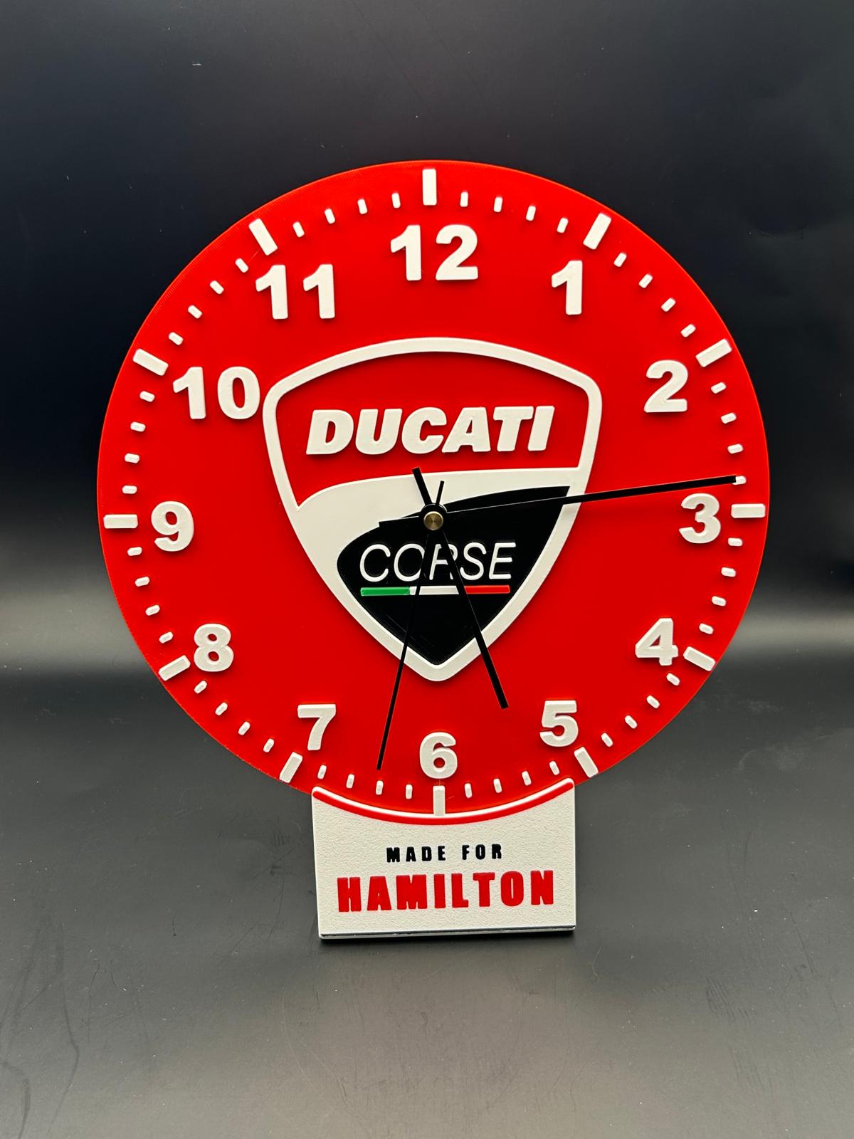 Italian Racing Desk & Wall Clock | Custom Motorcycle Garage Decor | 3D Printed Biker Clock