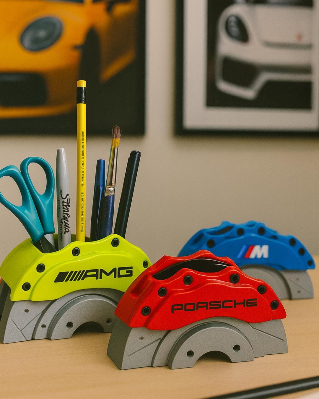 Brake Caliper Pen Holder — 3D-Printed Motorsport Desk Organizer — Handmade in Florida