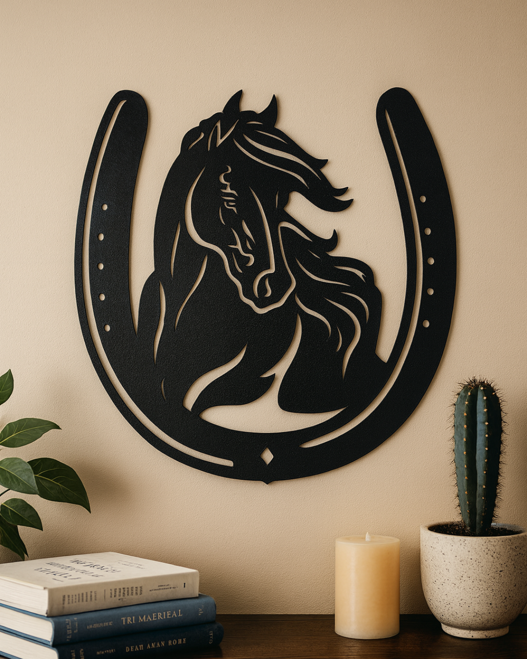 Horse & Horseshoe Wall Art | 3D Printed Western Decor | Rustic Farmhouse Wall Hanging