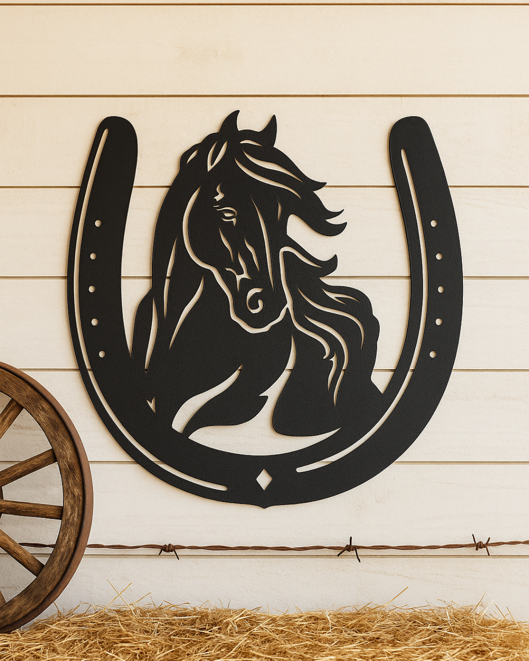 Horse & Horseshoe Wall Art | 3D Printed Western Decor | Rustic Farmhouse Wall Hanging
